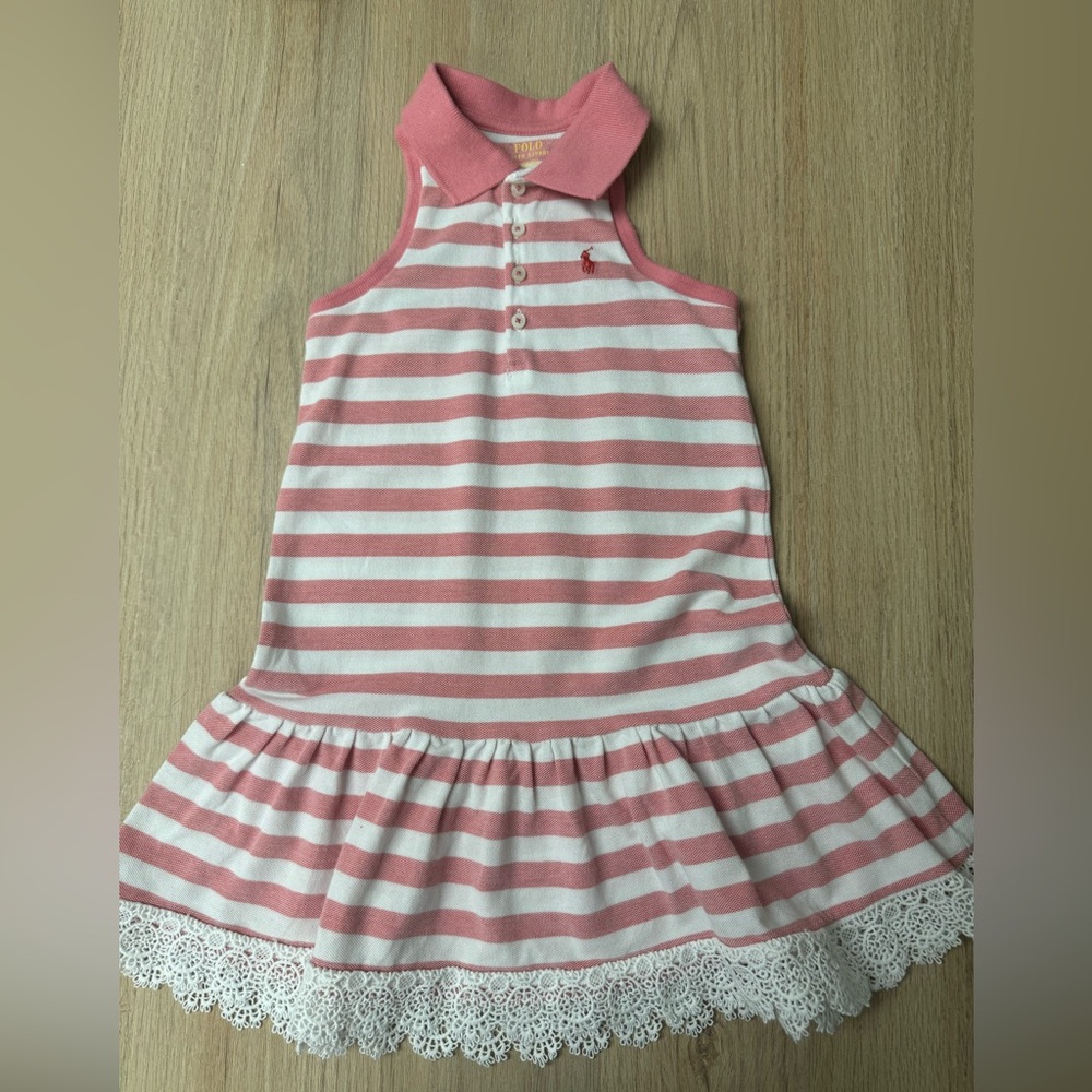 SOLD/ Polo Ralph Lauren 4/4T Striped Stretch Mesh Polo Dress